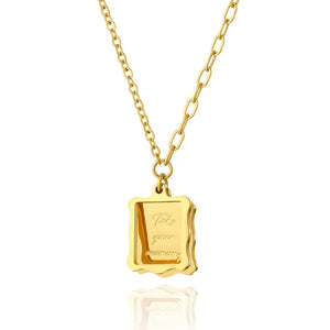 Gold-plated Memory Block Stamp Pendant Necklace