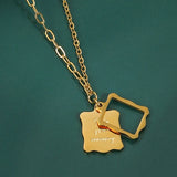 Gold-plated Memory Block Stamp Pendant Necklace