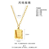 Gold-plated Memory Block Stamp Pendant Necklace
