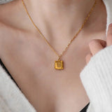 Gold-plated Memory Block Stamp Pendant Necklace