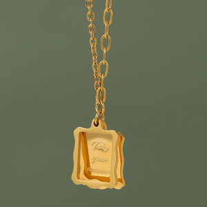 Gold-plated Memory Block Stamp Pendant Necklace