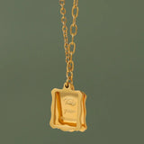 Gold-plated Memory Block Stamp Pendant Necklace