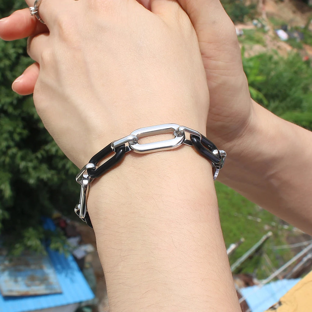 Memory Stainless Steel Bracelet & Colorful Acrylic Necklace