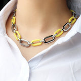 Memory Stainless Steel Bracelet & Colorful Acrylic Necklace