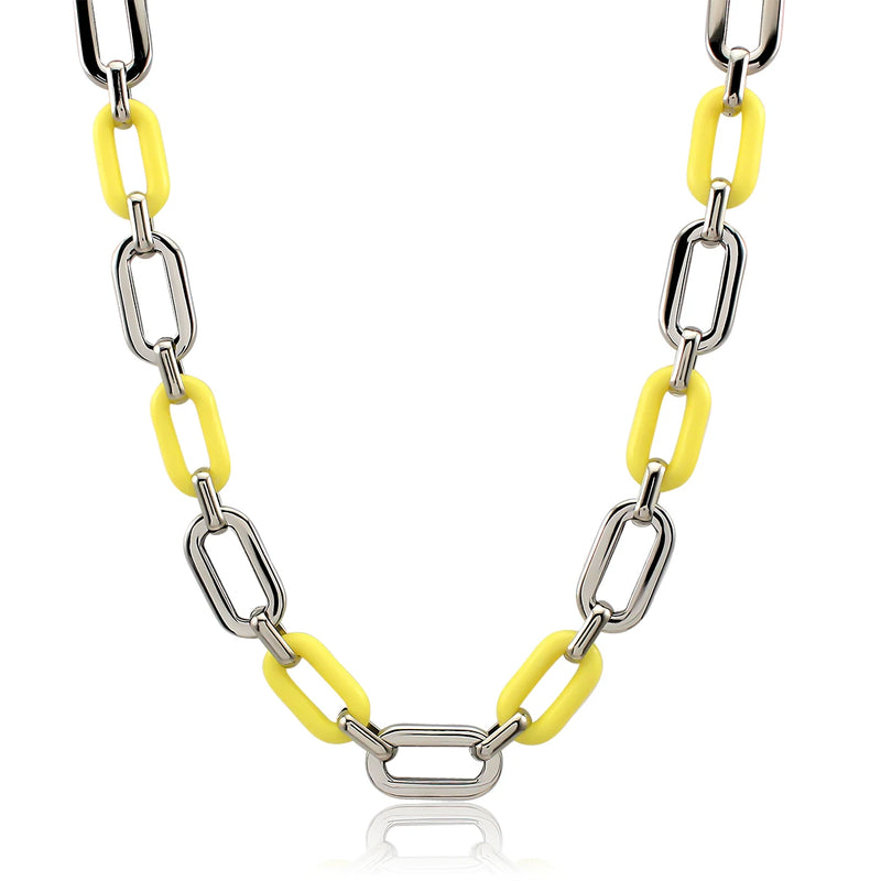 Memory Stainless Steel Bracelet & Colorful Acrylic Necklace