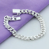 Men 10MM Sideways Bracelet 925 Silver Jewelry For Male