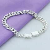 Men 10MM Sideways Bracelet 925 Silver Jewelry For Male