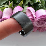 10mm 12mm Tungsten Carbide Rings for Women Brushed Finish Comfort Fit