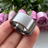 10mm 12mm Tungsten Carbide Rings for Women Brushed Finish Comfort Fit