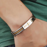 Men's Cross Wire Chain Bracelet Stainless Steel Bangle Punk Bracelets