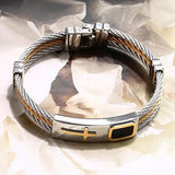 Men's Cross Wire Chain Bracelet Stainless Steel Bangle Punk Bracelets
