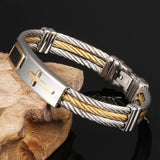 Men's Cross Wire Chain Bracelet Stainless Steel Bangle Punk Bracelets