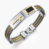Men's Cross Wire Chain Bracelet Stainless Steel Bangle Punk Bracelets