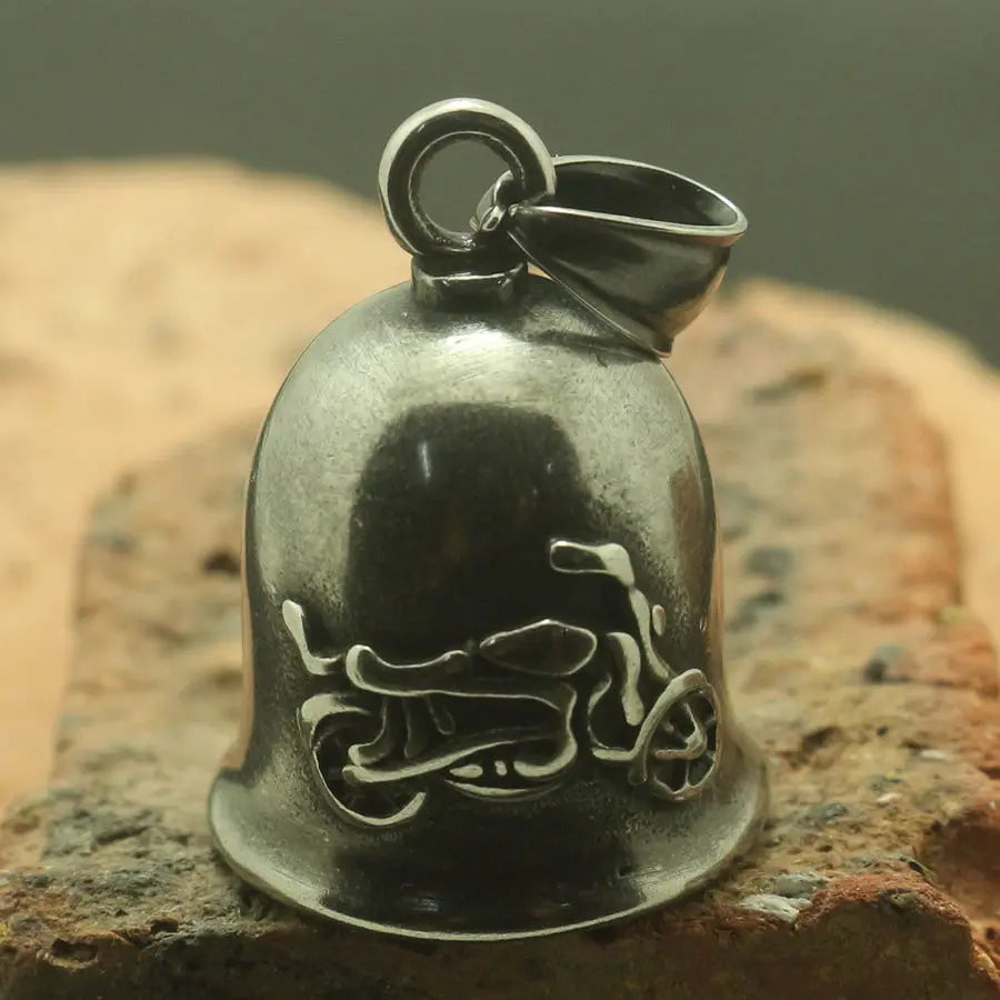 Men 316L Stainless Motorcycle Biker Matt Polishing Vintage Bell Pendant