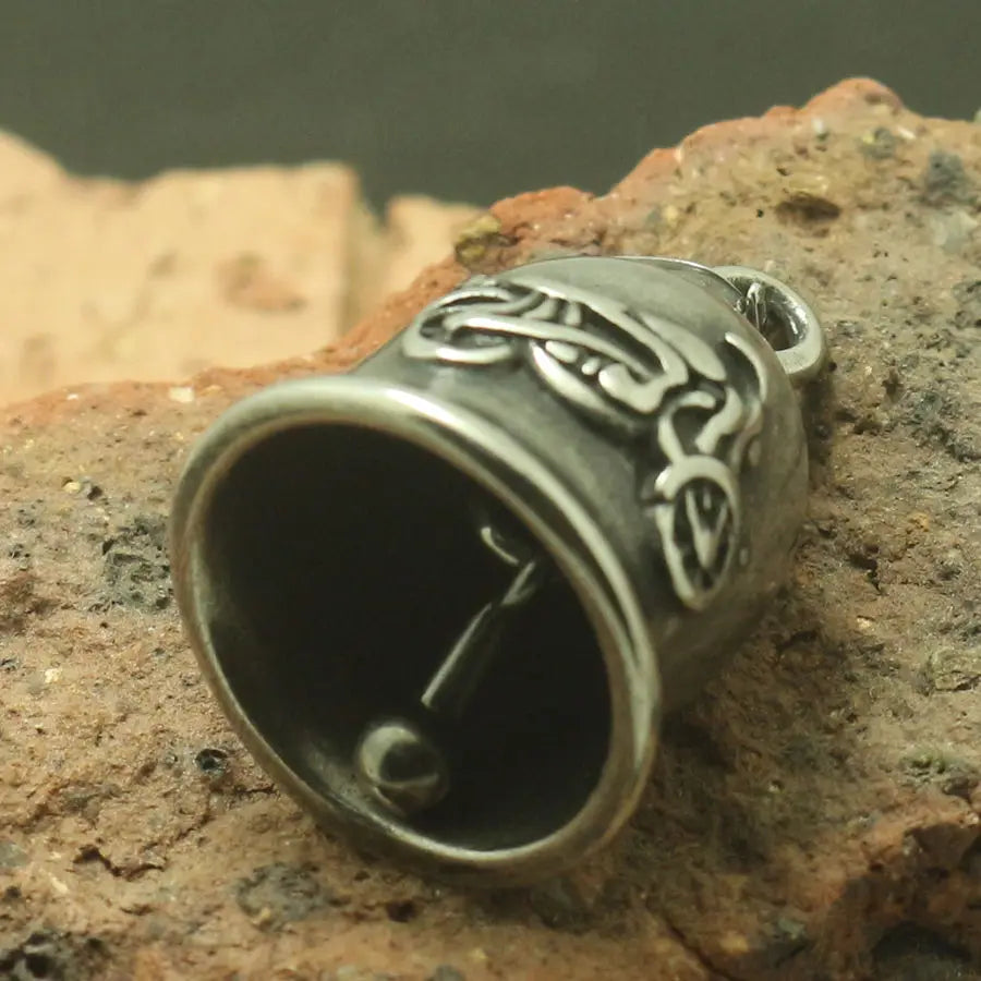 Men 316L Stainless Motorcycle Biker Matt Polishing Vintage Bell Pendant