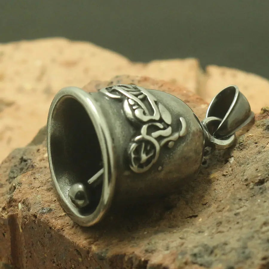 Men 316L Stainless Motorcycle Biker Matt Polishing Vintage Bell Pendant