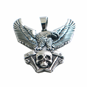 Biker Skull Eagle Engine Pendant 316L Stainless Steel Men