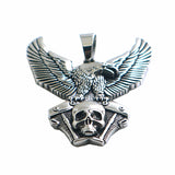 Biker Skull Eagle Engine Pendant 316L Stainless Steel Men