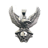Biker Skull Eagle Engine Pendant 316L Stainless Steel Men