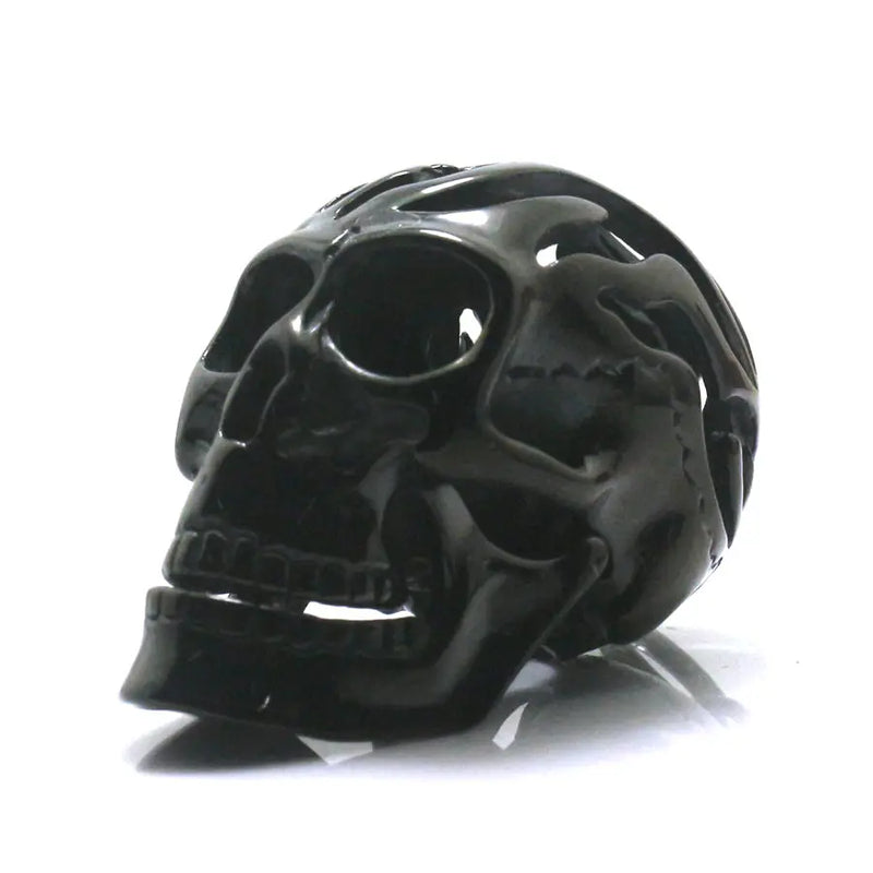 Men Stainless Steel Flaming Rider Skull Pendant Chain