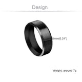 8mm Classic Black/Silver Stainless Steel Rings Couple Engagement Wedding Bands