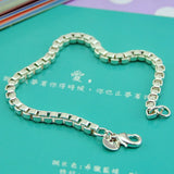 Men 925 Silver 4MM 7-9 in Box Chain Bracelet Bangle Women Solid Boys Charm
