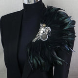 Alloy Chain Lapel Pin Punk Feather Brooches Wedding Party Corsage