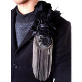 Alloy Chain Lapel Pin Punk Feather Brooches Wedding Party Corsage