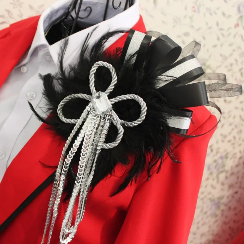Alloy Chain Lapel Pin Punk Feather Brooches Wedding Party Corsage