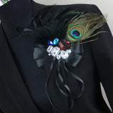 Alloy Chain Lapel Pin Punk Feather Brooches Wedding Party Corsage