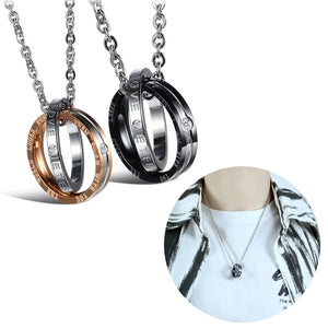 Personalized Double Ring Stainless Steel Pendant Necklace