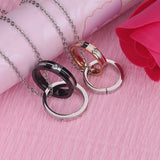Personalized Double Ring Stainless Steel Pendant Necklace