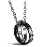 Personalized Double Ring Stainless Steel Pendant Necklace
