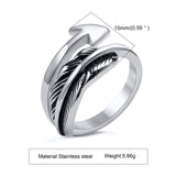 Men Arrow Ring, Stainless Steel Feather Rings, Boho Style Jewelry