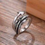 Men Arrow Ring, Stainless Steel Feather Rings, Boho Style Jewelry