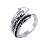 Men Arrow Ring, Stainless Steel Feather Rings, Boho Style Jewelry