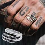 Men Arrow Ring, Stainless Steel Feather Rings, Boho Style Jewelry