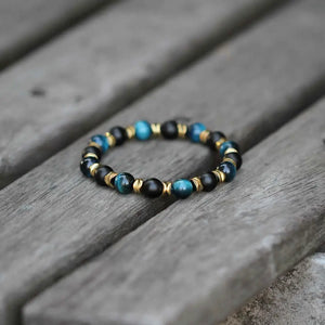 Tiger Eye Malachite Gemstone CZ Beaded Bracelet Couple Bangles Jewelry