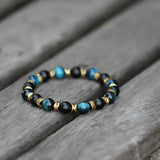 Tiger Eye Malachite Gemstone CZ Beaded Bracelet Couple Bangles Jewelry