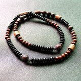 Men Beaded Choker Necklace Stone Bead Hematite Tribal Jewelry Surfer