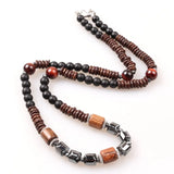 Men Beaded Choker Necklace Stone Bead Hematite Tribal Jewelry Surfer