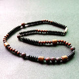 Men Beaded Choker Necklace Stone Bead Hematite Tribal Jewelry Surfer