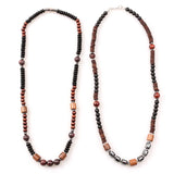Men Beaded Choker Necklace Stone Bead Hematite Tribal Jewelry Surfer