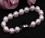 Big Pearl Bracelet 9-10mm Oval Freshwater Pearl Bracelet Women Men