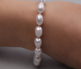 Big Pearl Bracelet 9-10mm Oval Freshwater Pearl Bracelet Women Men