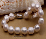 Big Pearl Bracelet 9-10mm Oval Freshwater Pearl Bracelet Women Men