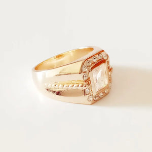 Men Big Ring 585 Rose Square Stone Boy Vintage Zircon Men Rings