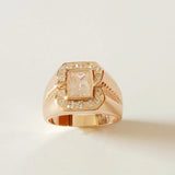 Men Big Ring 585 Rose Square Stone Boy Vintage Zircon Men Rings