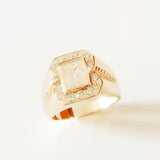 Men Big Ring 585 Rose Square Stone Boy Vintage Zircon Men Rings
