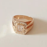 Men Big Ring 585 Rose Square Stone Boy Vintage Zircon Men Rings